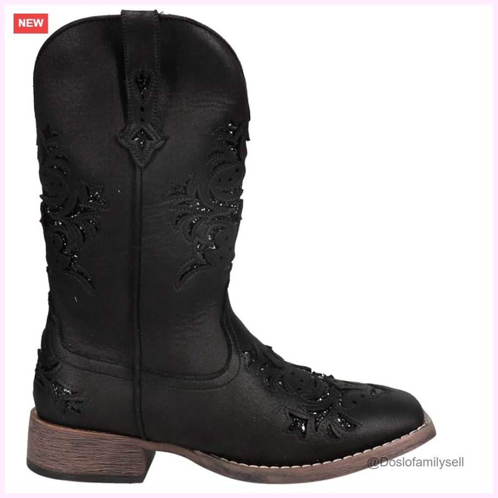 Women's Western Pull-On Boots, Square Toe, Mid Calf, Faux Leather